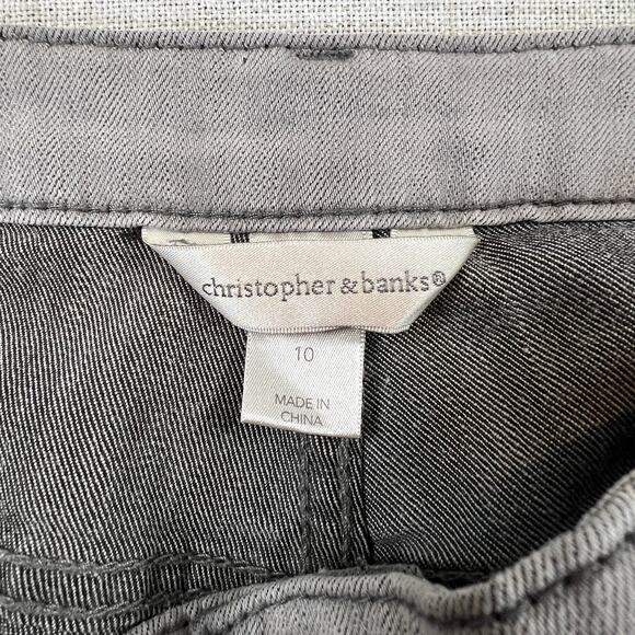 Christopher and Banks Mid Rise Straight Leg Jeans Women's 10 Gray Studded Pocket - Picture 3 of 15